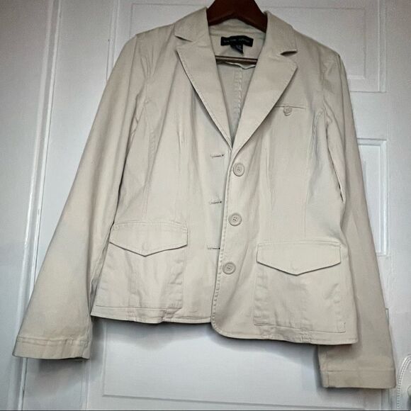 New York & Co Khaki Summer Peplum Jacket - Picture 2 of 14
